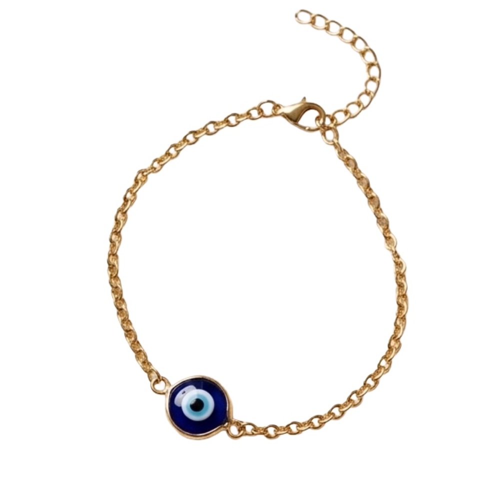 Evil Eye Gold Chain Bracelet Blue Nazar Dainty Minimalist Jewelry